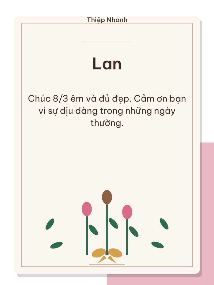 Thiệp 8/3 kem