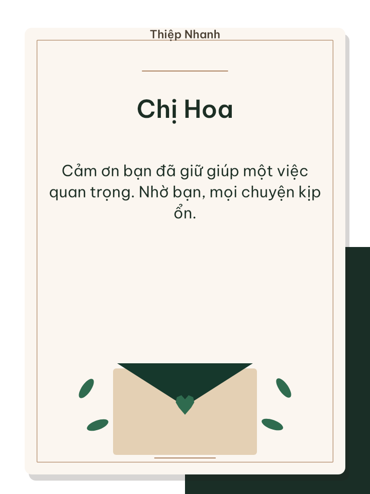 Thiệp cảm ơn xanh