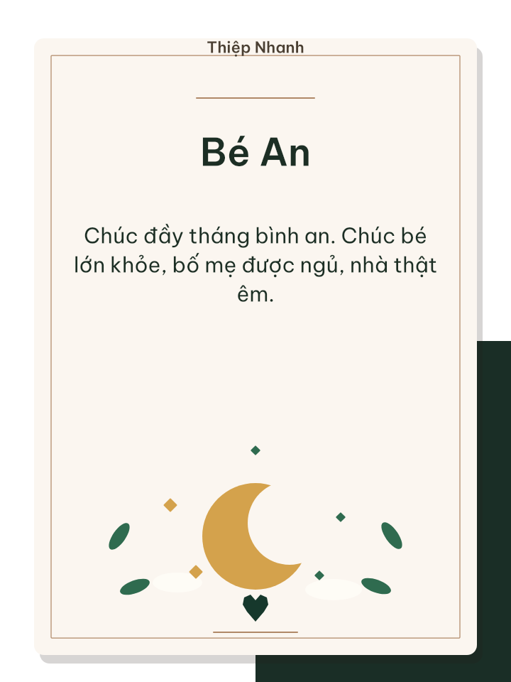 Thiệp đầy tháng xanh