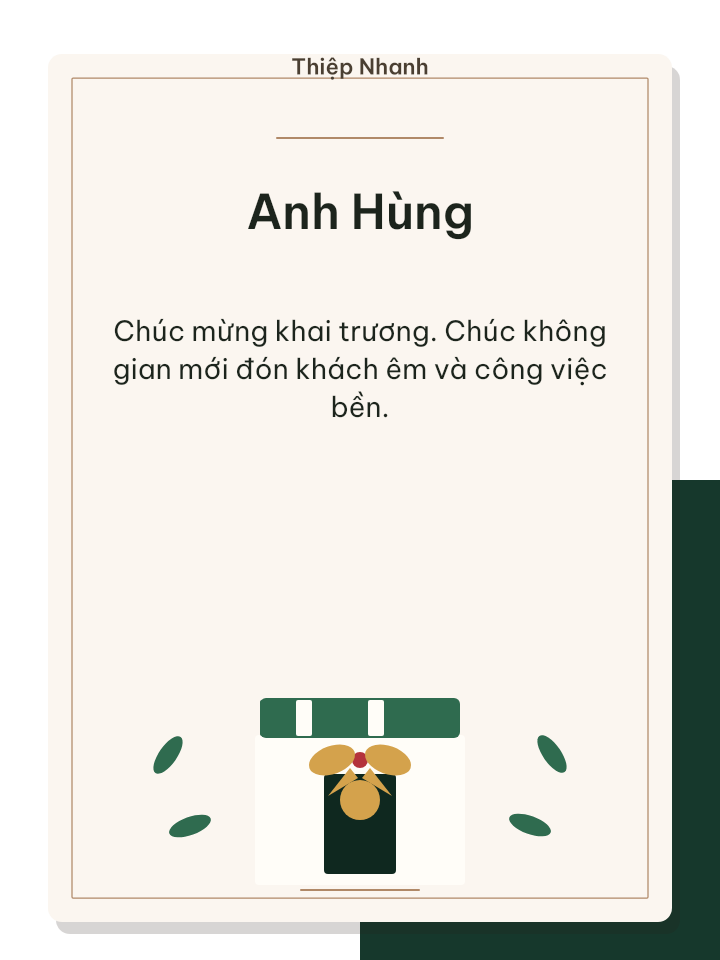 Thiệp khai trương xám xanh